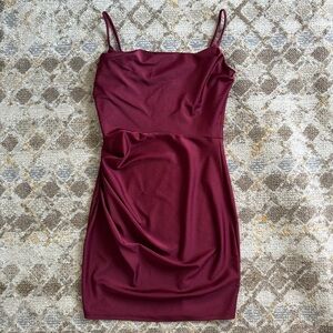 Windsor Burgundy Mini Dress with Spaghetti Straps